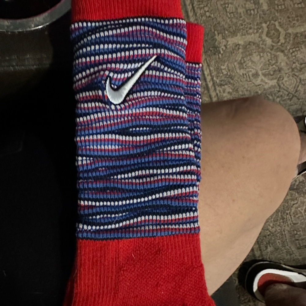 Nike Elite Basketball Crew Socks Red White Blue Multi-Color DH9825-657